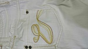 White Embroidered Capri Jeans