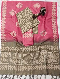 Pink & Grey Block Print Kurta Set