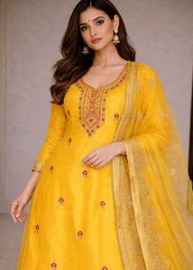 Beautiful Yellow Embroidered Kurta Set