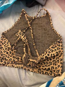 Urbanic Leopard Print Crop Top backless