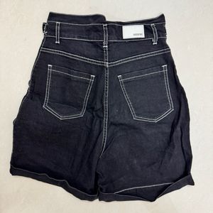 Women High Waist Dark Wash Denim Shorts