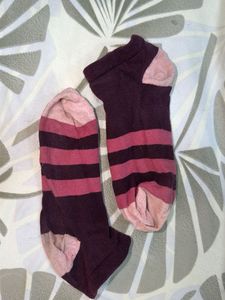 pink Ankle Socks with Crest