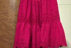 Pink Smocked Tiered Dress with Cut outs-size M