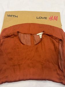 rust copper colour satin H&amp;M top