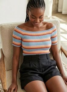 Striped Off-Shoulder Knit Top