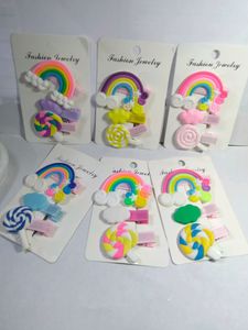 9 Pcs Colourful Candy Rainbow Hair Clips for Girls