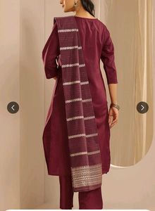 Libas Round Neck Pleated Straight Kurta with Trous