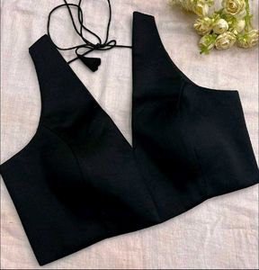 Drawstring Backless Cotton Blouse