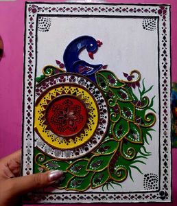 Handmade Peacock lippan art