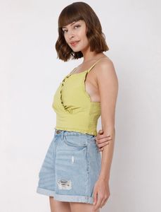 Chic Lime Green Cami Top with Ruffle Detail