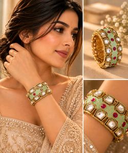 Exquisite Kundan & Emerald Bangle