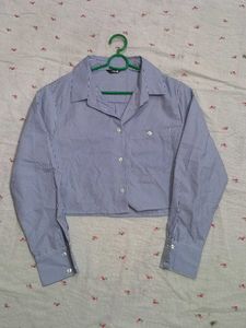 RIO Striped Cropped stripped Button-Up Shirt