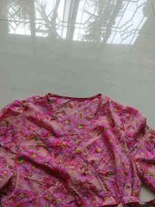 Pink Floral Wrap Dress