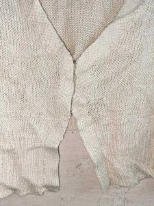 Cream Cropped Knit Cardigan Shrugs