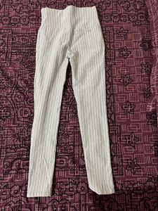 Grey White Line Jeggings