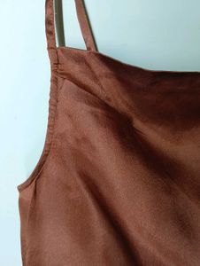 Satin Midi Dress with High Slit