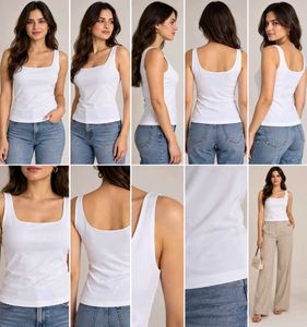 Chic White Square Neck Tank Top