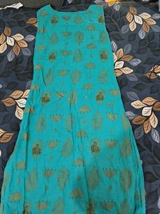 Turquoise Printed Sleeveless Kurta