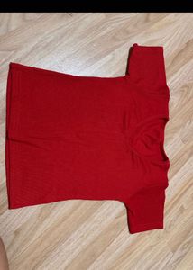 V-Neck Ribbed Knit Top