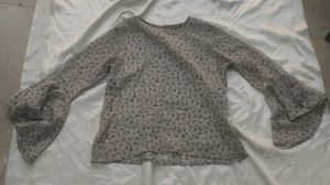 Sheer Floral Bell Sleeve Top