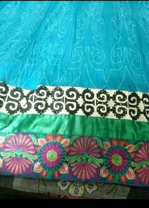 Beautiful Blue Saree with Pink &amp; Black Border