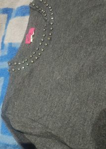 Gray Long Sleeve Top