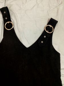 Black Buckle Strap Mini Dress