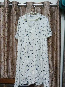 White Printed Casual Dress