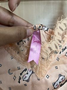 Cute Cat Print Satin Nightgown