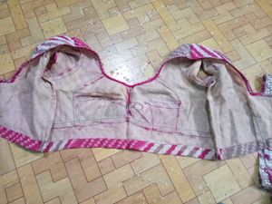 Pink &amp; White Bandhani Saree