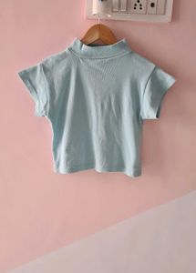Baby Blue Mock Neck Top
