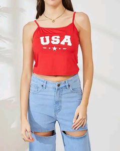 Shein Spaghetti Strap Typographic Chest Print Cami