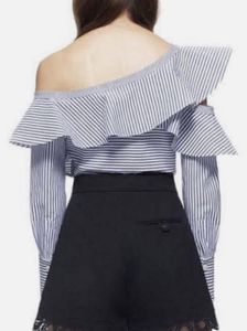New Designer Chic Striped Ruffle Top