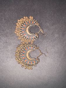 Boho Tribal Crescent Moon Dangle Earrings