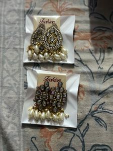 Elegant Pearl Drop Earrings 2pair combo