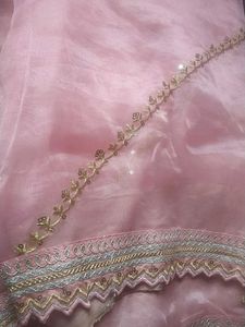 Elegant Pink Saree with Golden Border