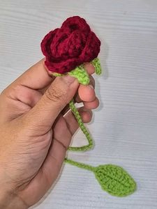 Crocheted Rose Bookmark