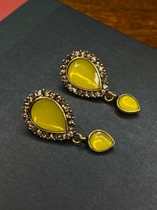 Yellow Teardrop Dangle Earrings