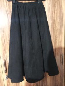 Classic Black A-Line Button-Front Skirt