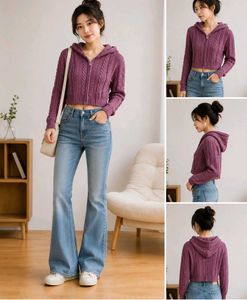 Knit Zip-Up Hoodie| Skinny girls perfect fit