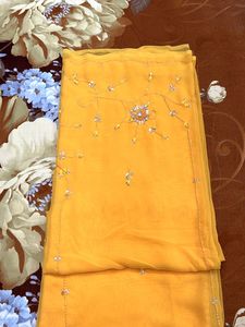 Yellow Embroidered Saree