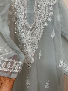 Mirror Work Chikankari Kurta