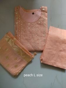 Cotton Silk Kurta Set With Dupatta L , Xl