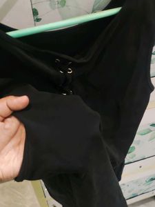 Sleek Black Lace-Up Sleeveless Top