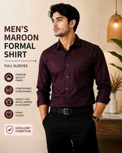 Men's Maroon Formal Shirt