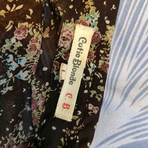 Sheer Floral Print Button-Up Top