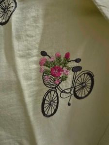 Chic Bicycle Print Button-Down Tunic Top