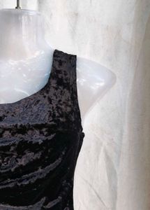 Black Velvet One-Shoulder Ruffle Top