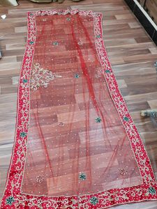 Wedding Special Creamish Off White With Red