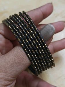 Set of 8 Black & Gold metal Bangles